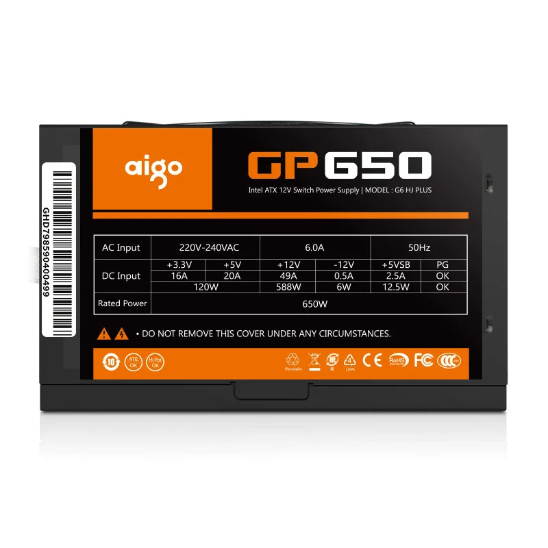 Aigo PC Desktop Computer 550W 650W Power Supply 80plus