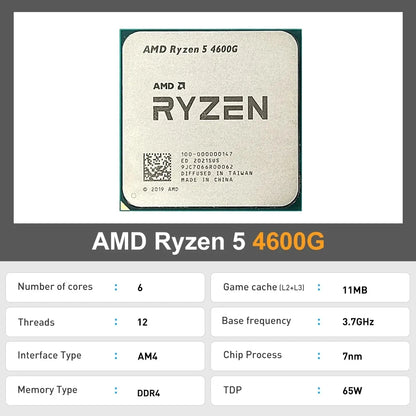 AMD Ryzen 5 4600G R5 4600G 3.7 GHz 6-Core 12-Thread CPU Processor without cooler