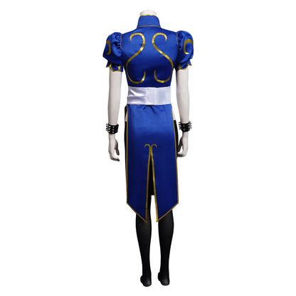 Adult Fantasia Chun Li Cosplay Costume Women Cheongsam Dress Wig Belt Role Play Outfits Halloween Party Carnival Suit