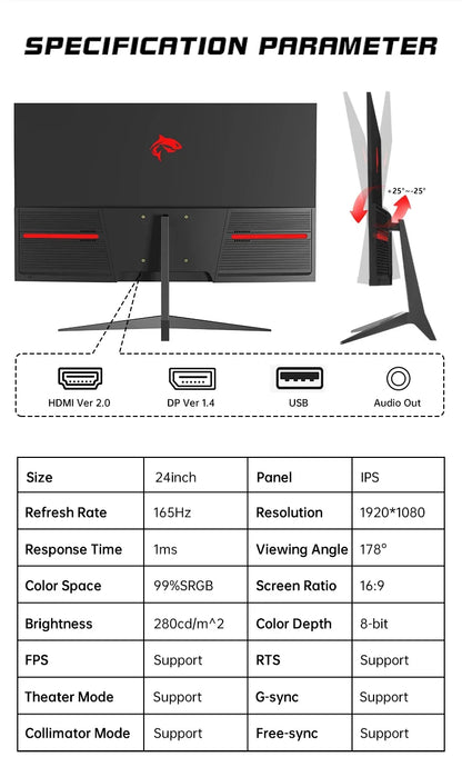 144hz displays gaming Monitors PC Gamer LCD  1920*1080p  24 inch