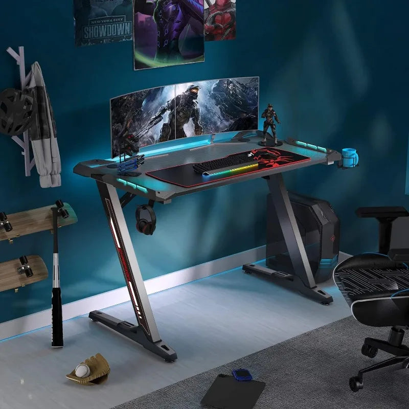 EUREKA ERGONOMIC Z1-S Pro Gaming Desk 44.5" Z Shaped Home Office PC Computer Desks Gamer Tables