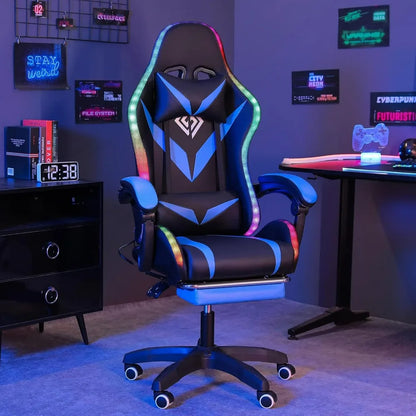 Gaming Chair with Massage and LED Lights Ergonomic Game Chairs